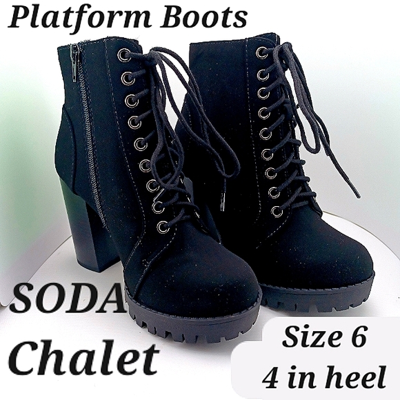 Soda Shoes - Soda Platform Boots, 4in heel size 6 in heel